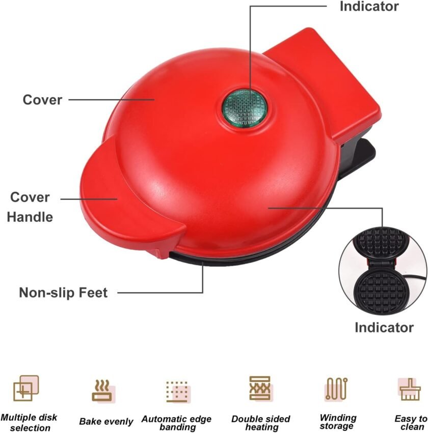 Electric Mini Waffle Maker Double-Sided Heating Home Breakfast Roaster Kitchen Small Dessert Cooking Machine - Image 10